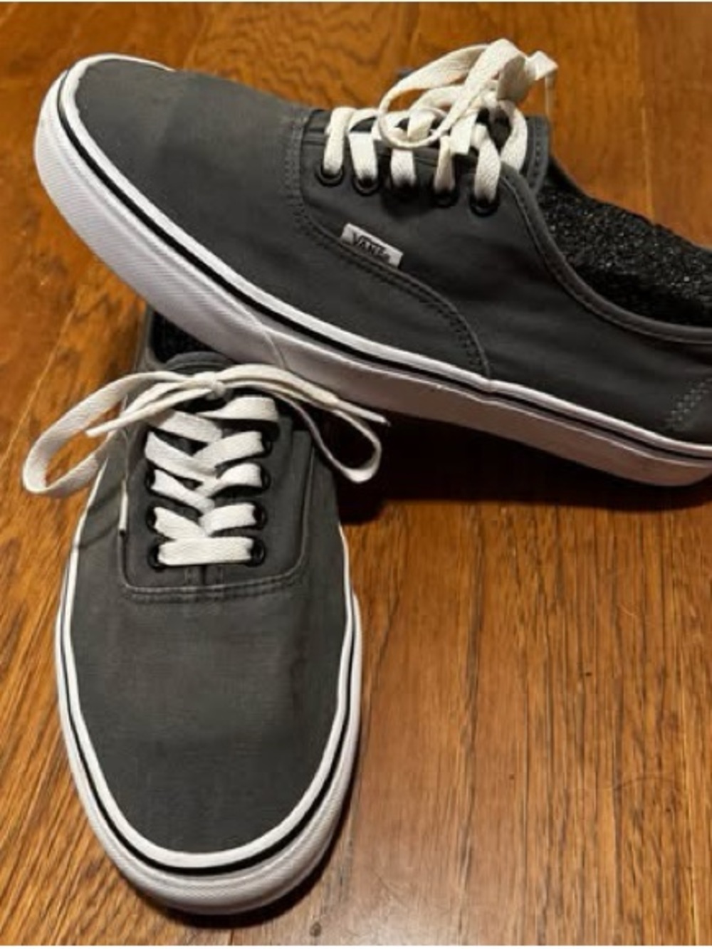 Vans Gray Canvas Low-Top Sneakers with White Laces